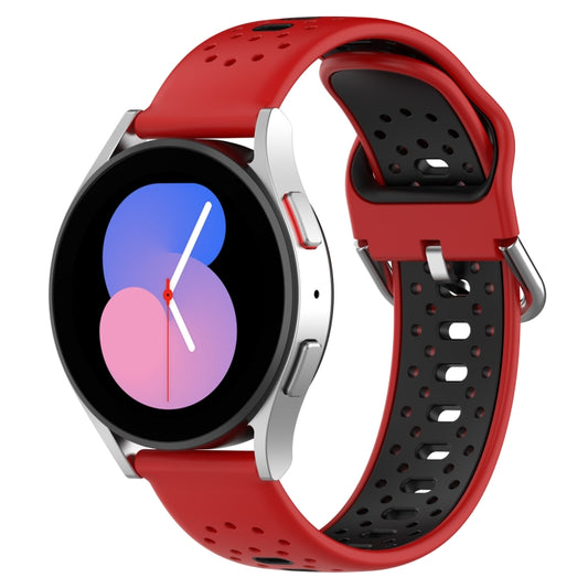 For Samsung Galaxy Watch 42mm 20mm Breathable Two-Color Silicone Watch Band(Red+Black) - Watch Bands by PMC Jewellery | Online Shopping South Africa | PMC Jewellery