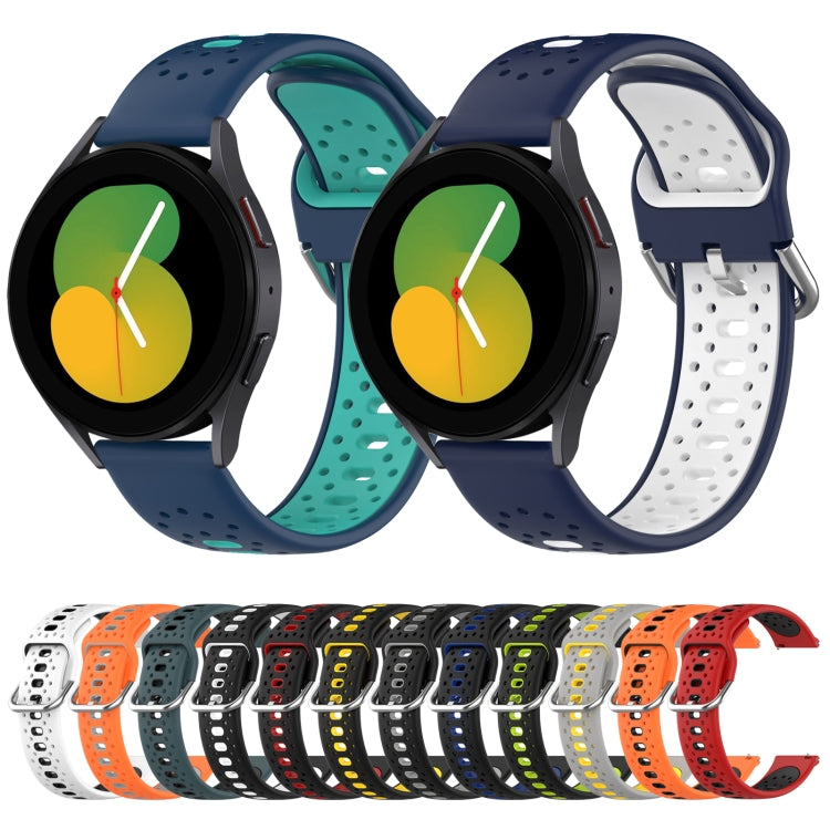 For Samsung Galaxy Watch Active 2 40mm 20mm Breathable Two-Color Silicone Watch Band(Black+Blue) - Watch Bands by PMC Jewellery | Online Shopping South Africa | PMC Jewellery