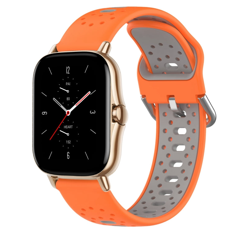 For Amazfit GTS 2 20mm Breathable Two-Color Silicone Watch Band(Orange+Grey) - Watch Bands by PMC Jewellery | Online Shopping South Africa | PMC Jewellery