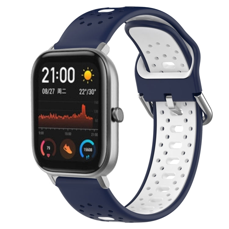 For Amazfit GTS 20mm Breathable Two-Color Silicone Watch Band(Midnight Blue+White) - Watch Bands by PMC Jewellery | Online Shopping South Africa | PMC Jewellery