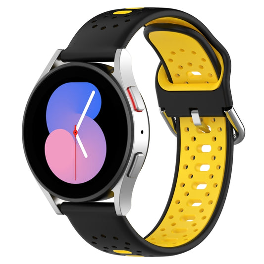 For Huawei Watch 2 20mm Breathable Two-Color Silicone Watch Band(Black+Yellow) - Watch Bands by PMC Jewellery | Online Shopping South Africa | PMC Jewellery