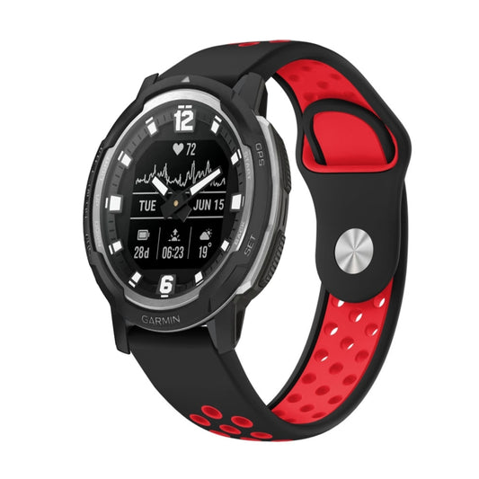 For Garmin Instinct Crossover 22mm Sports Breathable Silicone Watch Band(Black+Red) -  by PMC Jewellery | Online Shopping South Africa | PMC Jewellery