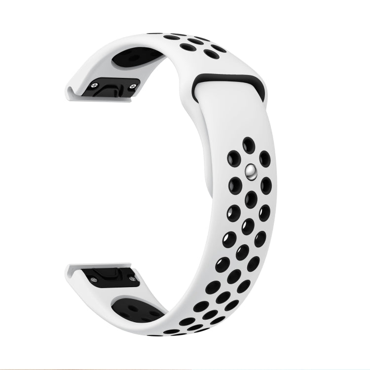 For Garmin Fenix 7 22mm Sports Breathable Silicone Watch Band(White+Black) - Watch Bands by PMC Jewellery | Online Shopping South Africa | PMC Jewellery