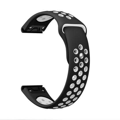 For Garmin Fenix 7 22mm Sports Breathable Silicone Watch Band(Black+White) - Watch Bands by PMC Jewellery | Online Shopping South Africa | PMC Jewellery