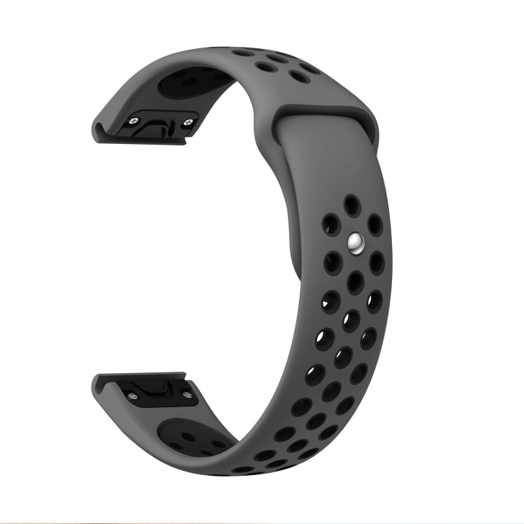 For Garmin Instinct 2 22mm Sports Breathable Silicone Watch Band(Grey+Black) -  by PMC Jewellery | Online Shopping South Africa | PMC Jewellery