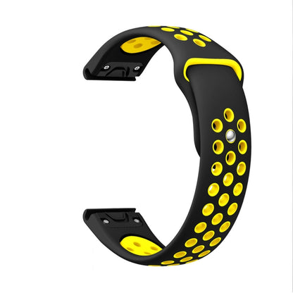 For Garmin Instinct 22mm Sports Breathable Silicone Watch Band(Black+Yellow) -  by PMC Jewellery | Online Shopping South Africa | PMC Jewellery