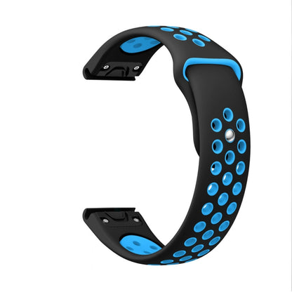 For Garmin Descent G1 22mm Sports Breathable Silicone Watch Band(Black+Blue) -  by PMC Jewellery | Online Shopping South Africa | PMC Jewellery