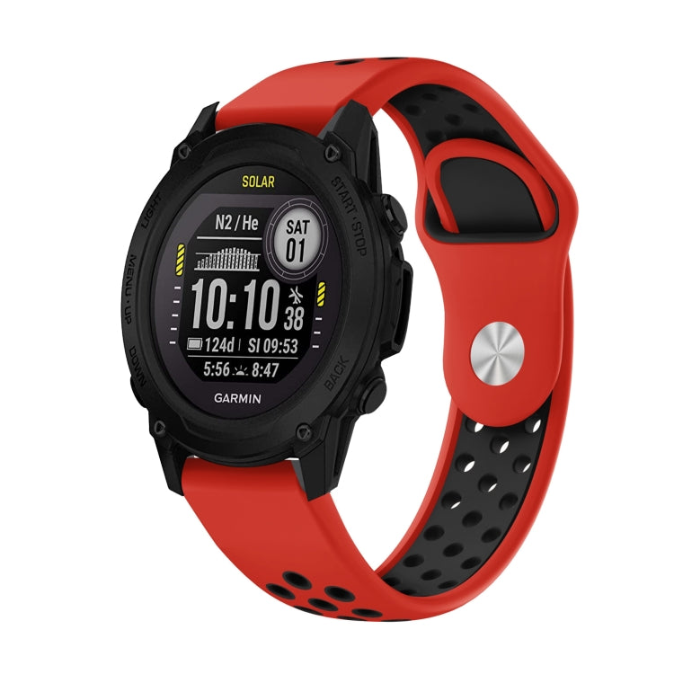 For Garmin Descent G1 22mm Sports Breathable Silicone Watch Band(Red+Black) -  by PMC Jewellery | Online Shopping South Africa | PMC Jewellery