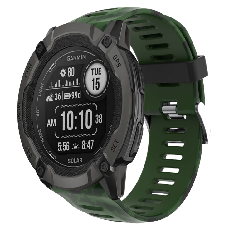 For Garmin Instinct 2X Solar 26mm Camouflage Printed Silicone Watch Band(Army Green+Army Camouflage) -  by PMC Jewellery | Online Shopping South Africa | PMC Jewellery