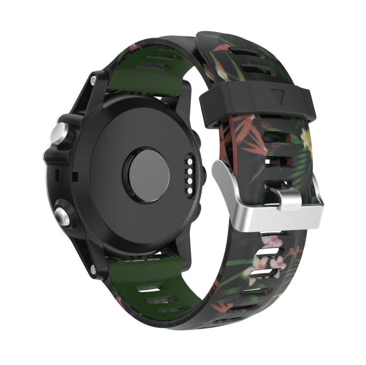 For Garmin Fenix 6X Sapphire 26mm Camouflage Printed Silicone Watch Band(Army Green+Bamboo Camouflage) -  by PMC Jewellery | Online Shopping South Africa | PMC Jewellery