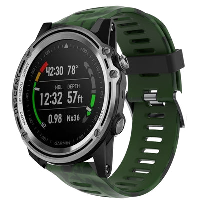 For Garmin Descent MK 1 26mm Camouflage Printed Silicone Watch Band(Army Green+Army Camouflage) -  by PMC Jewellery | Online Shopping South Africa | PMC Jewellery