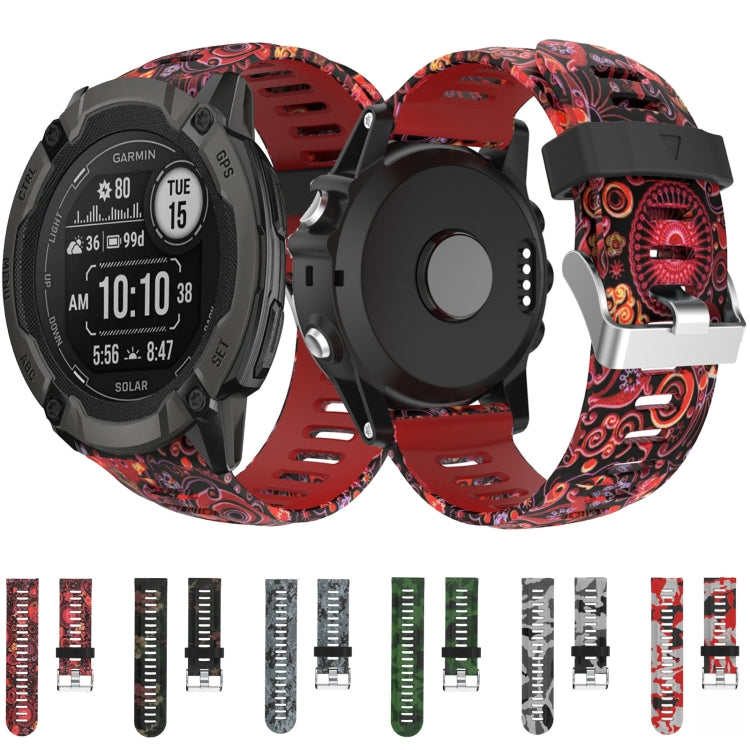 For Garmin Fenix 5X Sapphire 26mm Camouflage Printed Silicone Watch Band(Red+Army Camouflage) -  by PMC Jewellery | Online Shopping South Africa | PMC Jewellery