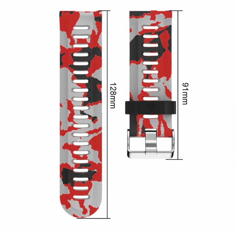 For Garmin Fenix 3 HR 26mm Camouflage Printed Silicone Watch Band(Red+Jellyfish Camouflage) -  by PMC Jewellery | Online Shopping South Africa | PMC Jewellery