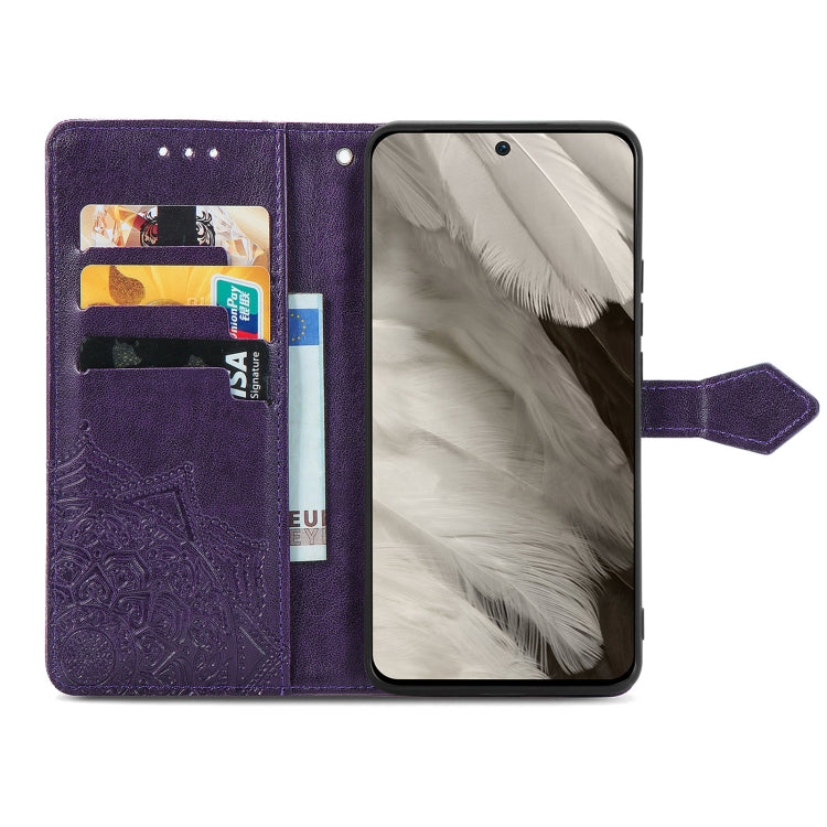 For Google Pixel 8 Pro Mandala Flower Embossed Leather Phone Case(Purple) - Google Cases by PMC Jewellery | Online Shopping South Africa | PMC Jewellery