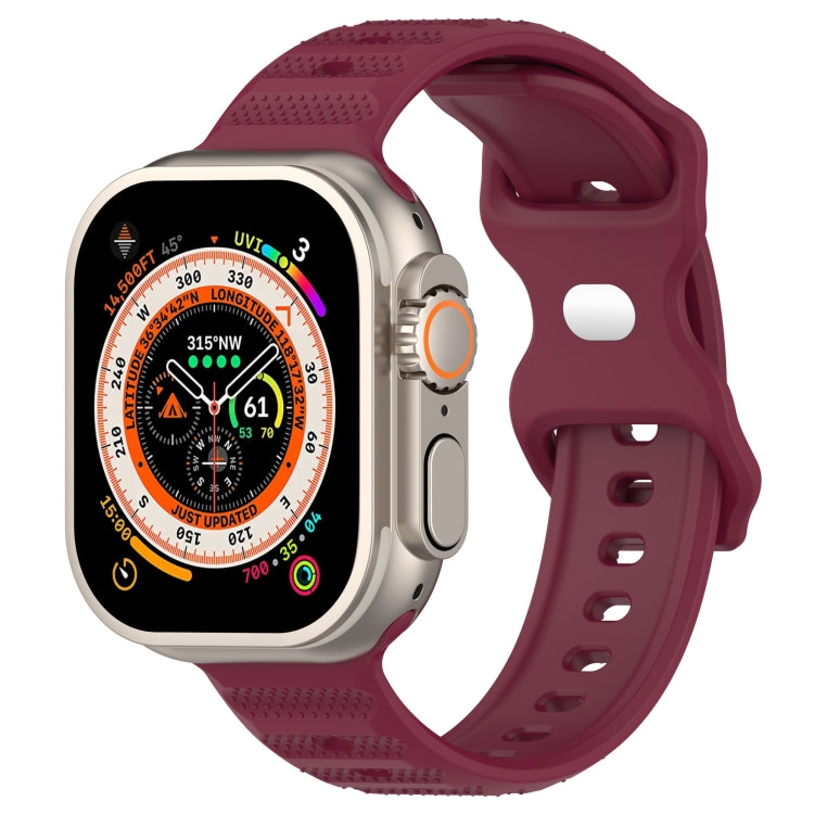 For Apple Watch Ultra 49mm Reverse Buckle Dot Texture Silicone Watch Band(Wine Red) - Watch Bands by PMC TechLife | Online Shopping South Africa | PMC TechLife