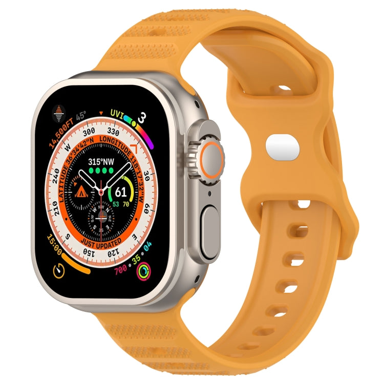 For Apple Watch 7 45mm Reverse Buckle Dot Texture Silicone Watch Band(Yellow) - Watch Bands by PMC TechLife | Online Shopping South Africa | PMC TechLife