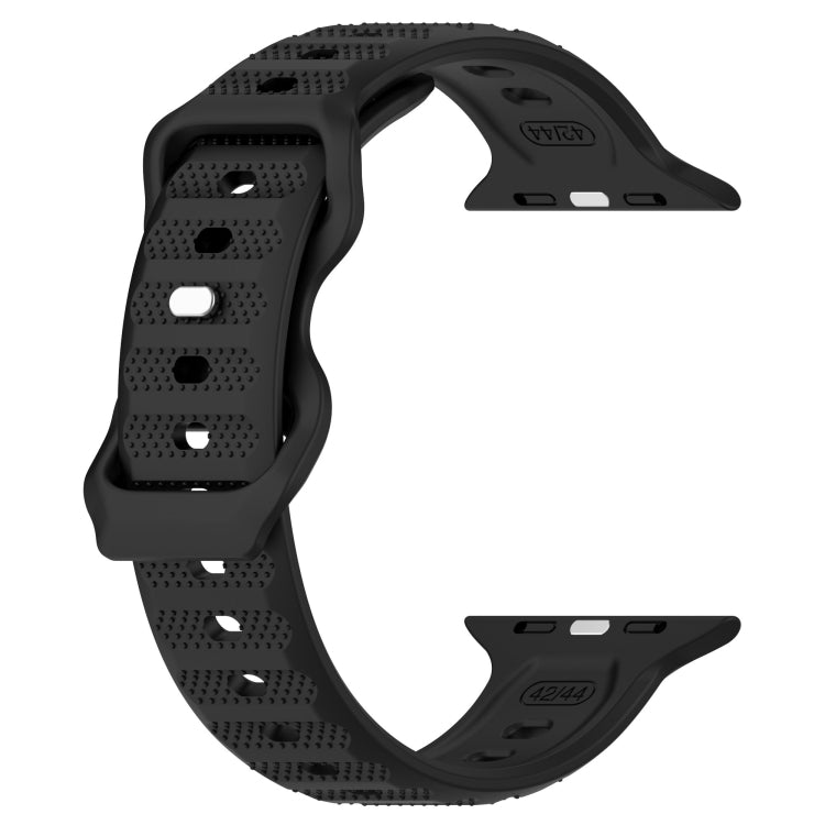 For Apple Watch SE 44mm Reverse Buckle Dot Texture Silicone Watch Band(Black) - Watch Bands by PMC TechLife | Online Shopping South Africa | PMC TechLife