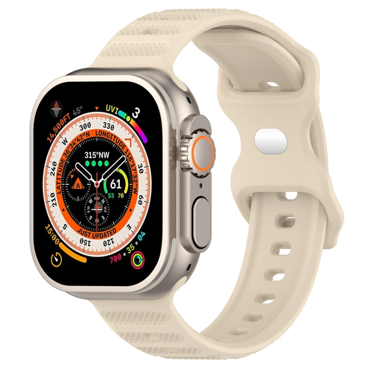 For Apple Watch SE 44mm Reverse Buckle Dot Texture Silicone Watch Band(Khaki) - Watch Bands by PMC TechLife | Online Shopping South Africa | PMC TechLife