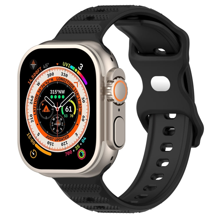 For Apple Watch 6 44mm Reverse Buckle Dot Texture Silicone Watch Band(Black) - Watch Bands by PMC Jewellery | Online Shopping South Africa | PMC Jewellery