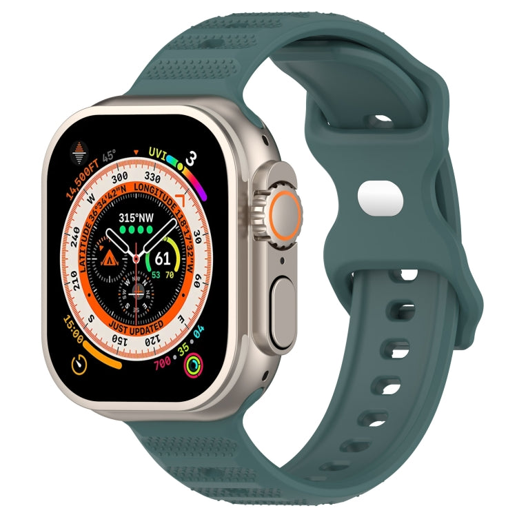 For Apple Watch 3 42mm Reverse Buckle Dot Texture Silicone Watch Band(Olive Green) - Watch Bands by PMC Jewellery | Online Shopping South Africa | PMC Jewellery