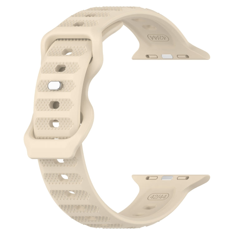 For Apple Watch 3 42mm Reverse Buckle Dot Texture Silicone Watch Band(Khaki) - Watch Bands by PMC TechLife | Online Shopping South Africa | PMC TechLife