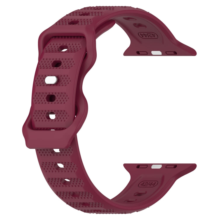 For Apple Watch 2 42mm Reverse Buckle Dot Texture Silicone Watch Band(Wine Red) - Watch Bands by PMC TechLife | Online Shopping South Africa | PMC TechLife