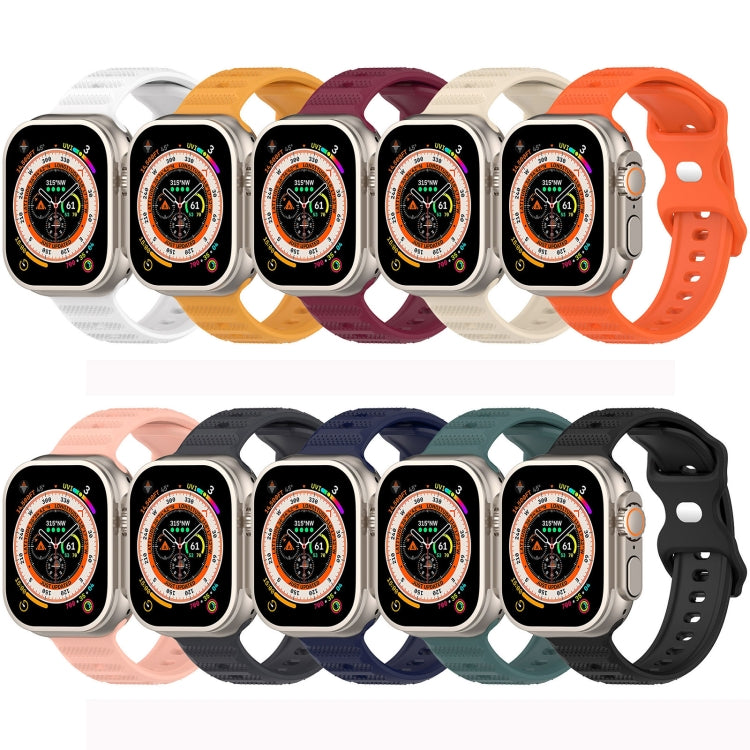 For Apple Watch 42mm Reverse Buckle Dot Texture Silicone Watch Band(Yellow) - Watch Bands by PMC TechLife | Online Shopping South Africa | PMC TechLife