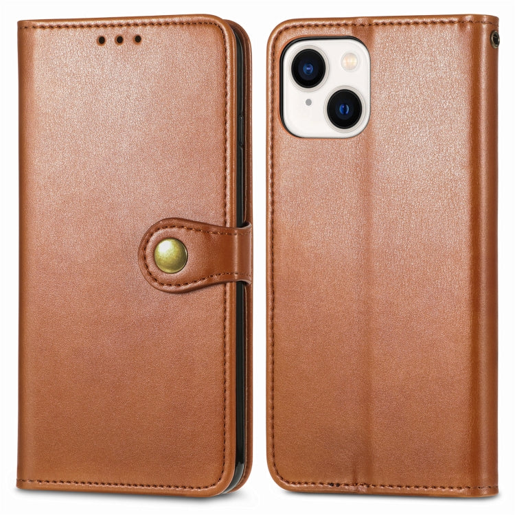 For iPhone 15 Retro Solid Color Buckle Leather Phone Case(Brown) - iPhone 15 Cases by PMC Jewellery | Online Shopping South Africa | PMC Jewellery