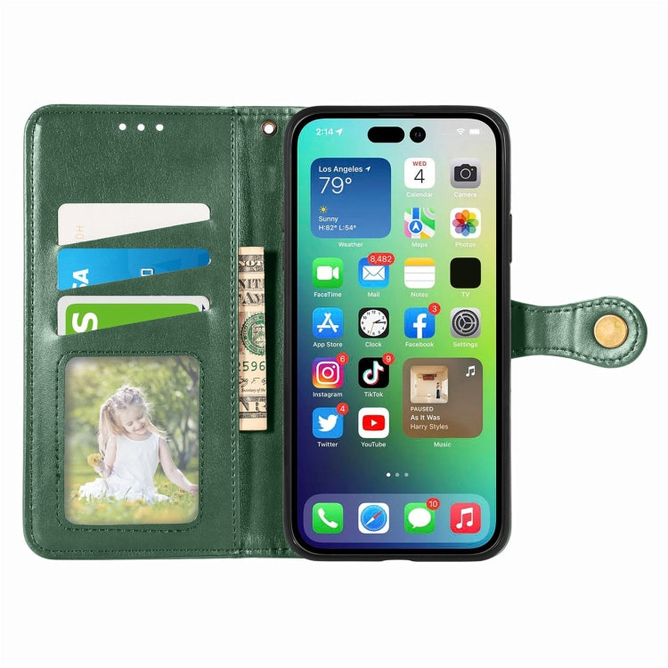For  iPhone 15 Pro Max Retro Solid Color Buckle Leather Phone Case(Green) - free shipping - PMC TechLife - Order now!