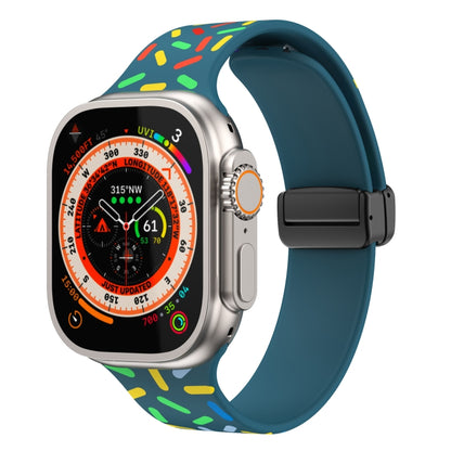 For Apple Watch 8 41mm Rainbow Dots Silicone Magnetic Black Buckle Watch Band(Blue) - Watch Bands by PMC Jewellery | Online Shopping South Africa | PMC Jewellery