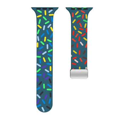 For Apple Watch 3 38mm Rainbow Dots Silicone Magnetic Buckle Watch Band(Blue) - Watch Bands by PMC Jewellery | Online Shopping South Africa | PMC Jewellery