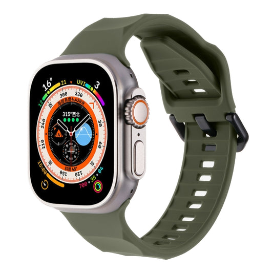 For Apple Watch Ultra 49mm Ripple Silicone Sports Watch Band(Dark Green) - Watch Bands by PMC Jewellery | Online Shopping South Africa | PMC Jewellery