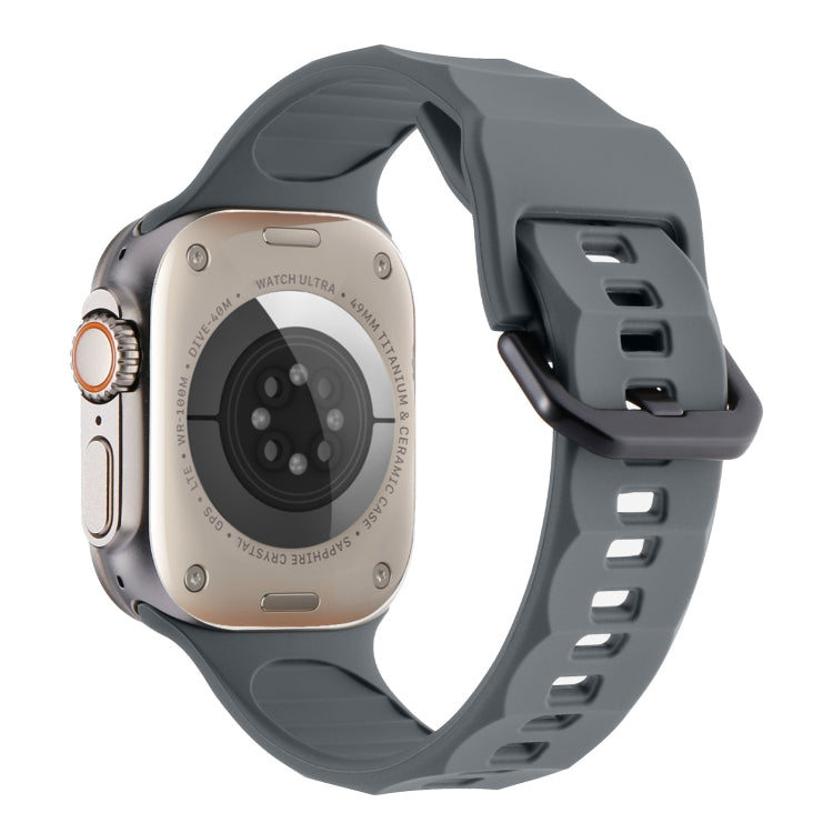 For Apple Watch SE 44mm Ripple Silicone Sports Watch Band(Dark Grey) - Watch Bands by PMC Jewellery | Online Shopping South Africa | PMC Jewellery