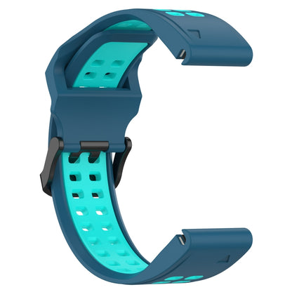 For Garmin Epix Pro 47mm 22mm Two-Color Reverse Buckle Silicone Watch Band(Blue+Teal) - Watch Bands by PMC Jewellery | Online Shopping South Africa | PMC Jewellery