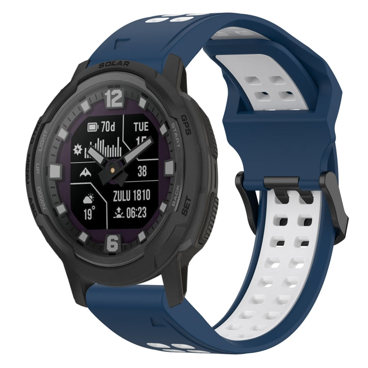 For Garmin Instinct Crossover 22mm Two-Color Reverse Buckle Silicone Watch Band(Blue+White) - Watch Bands by PMC TechLife | Online Shopping South Africa | PMC TechLife