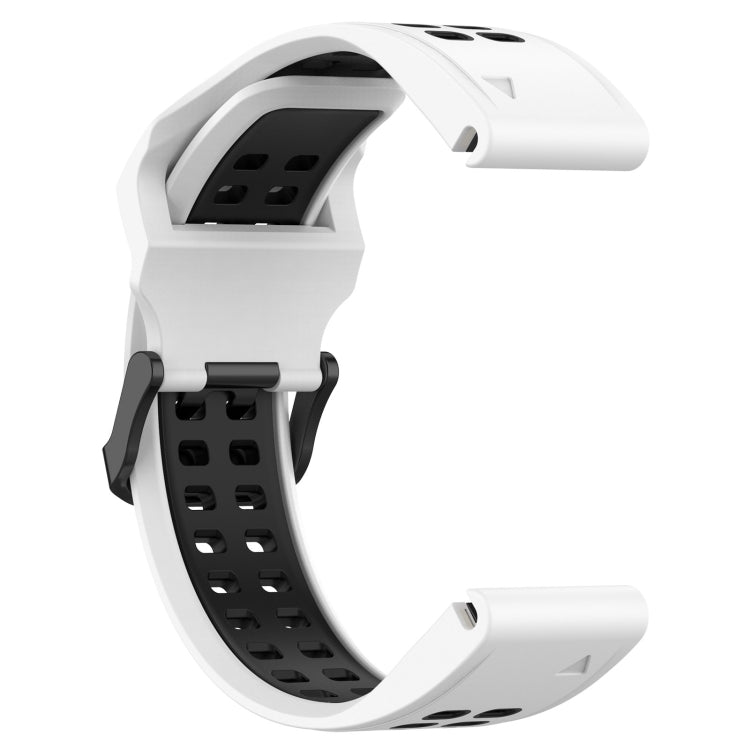 For Garmin Instinct Crossover Solar 22mm Two-Color Reverse Buckle Silicone Watch Band(White+Black) - Watch Bands by PMC TechLife | Online Shopping South Africa | PMC TechLife