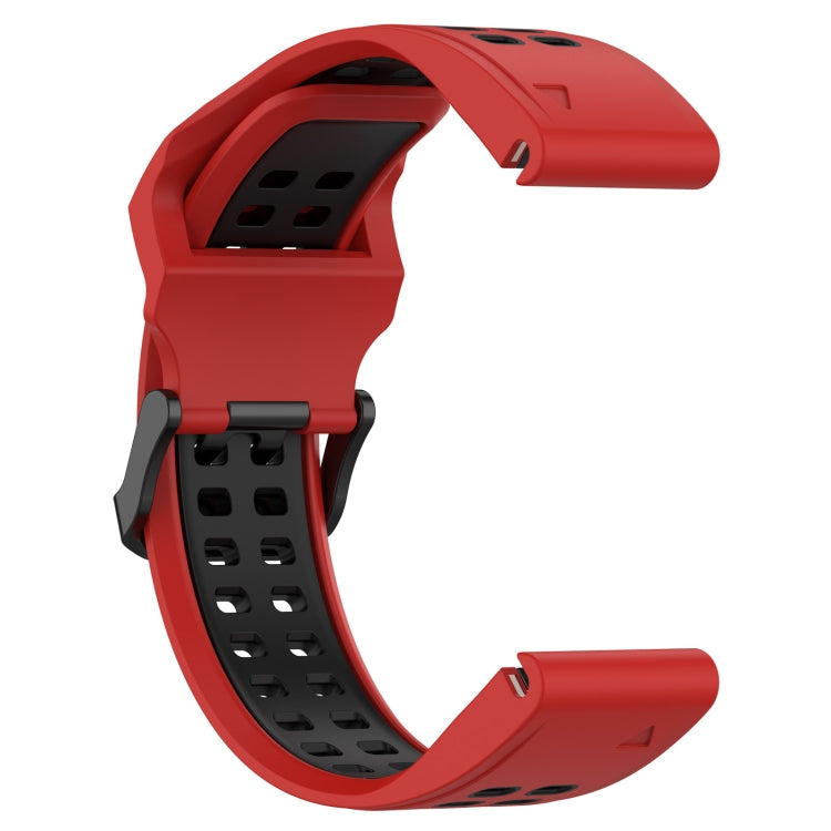 For Garmin Instinct Crossover Solar 22mm Two-Color Reverse Buckle Silicone Watch Band(Red+Black) - Watch Bands by PMC TechLife | Online Shopping South Africa | PMC TechLife