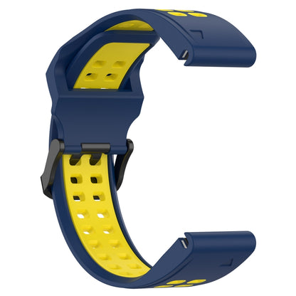 For Garmin Fenix 6 Pro 22mm Two-Color Reverse Buckle Silicone Watch Band(Blue+Yellow) - Watch Bands by PMC Jewellery | Online Shopping South Africa | PMC Jewellery