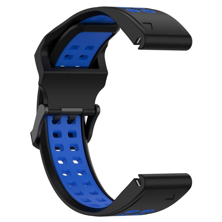 For Garmin Instinct 2 22mm Two-Color Reverse Buckle Silicone Watch Band(Black+Blue) - Watch Bands by PMC Jewellery | Online Shopping South Africa | PMC Jewellery