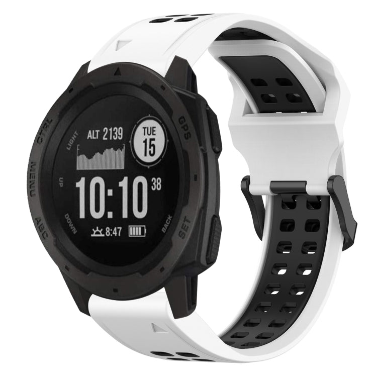 For Garmin Instinct 22mm Two-Color Reverse Buckle Silicone Watch Band(White+Black) - Watch Bands by PMC Jewellery | Online Shopping South Africa | PMC Jewellery