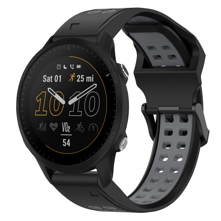 For Garmin Forerunner 955 22mm Two-Color Reverse Buckle Silicone Watch Band(Black+Grey) - Watch Bands by PMC TechLife | Online Shopping South Africa | PMC TechLife