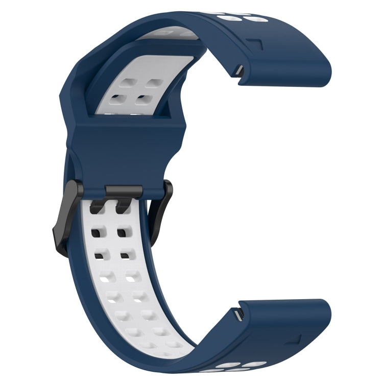 For Garmin Forerunner 955 22mm Two-Color Reverse Buckle Silicone Watch Band(Blue+White) - Watch Bands by PMC TechLife | Online Shopping South Africa | PMC TechLife