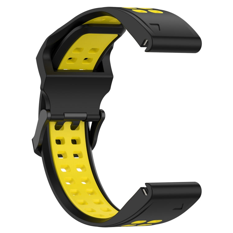 For Garmin Forerunner 945 22mm Two-Color Reverse Buckle Silicone Watch Band(Black+Yellow) - Watch Bands by PMC TechLife | Online Shopping South Africa | PMC TechLife