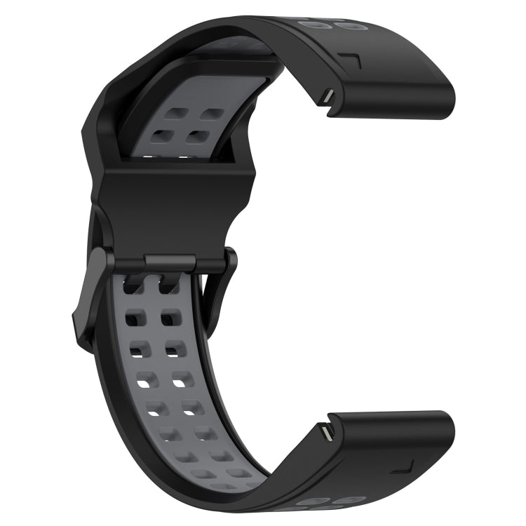 For Garmin Fenix 5X 26mm Two-Color Reverse Buckle Silicone Watch Band(Black+Grey) - Watch Bands by PMC Jewellery | Online Shopping South Africa | PMC Jewellery