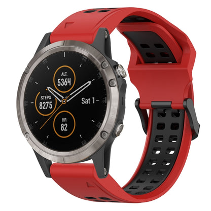 For Garmin Fenix 5X Plus 26mm Two-Color Reverse Buckle Silicone Watch Band(Red+Black) - Watch Bands by PMC Jewellery | Online Shopping South Africa | PMC Jewellery