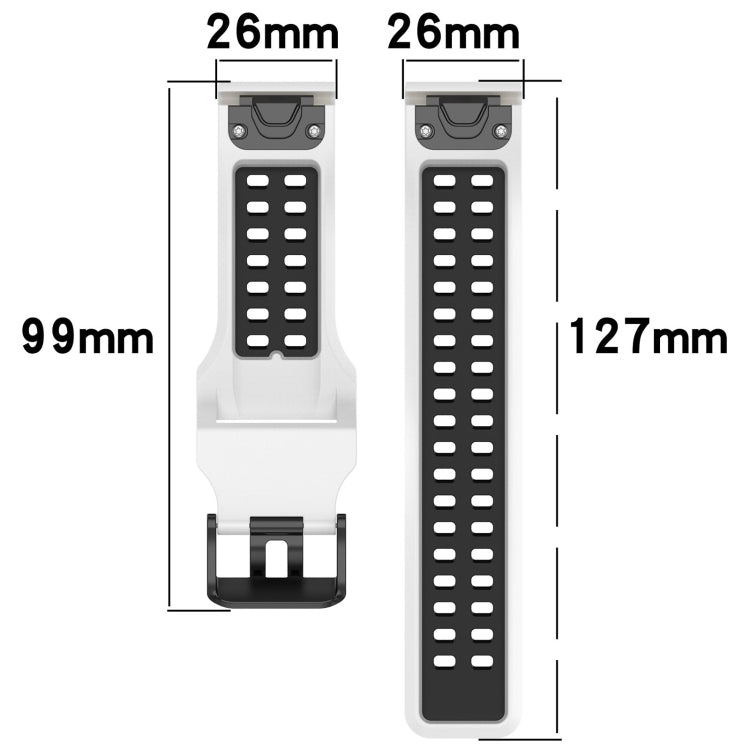 For Garmin D2 Delta PX 26mm Two-Color Reverse Buckle Silicone Watch Band(White+Black) - Watch Bands by PMC Jewellery | Online Shopping South Africa | PMC Jewellery