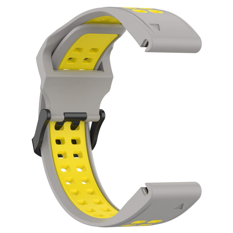 For Garmin Instinct 2S 20mm Two-Color Reverse Buckle Silicone Watch Band(Grey+Yellow) - Watch Bands by PMC TechLife | Online Shopping South Africa | PMC TechLife