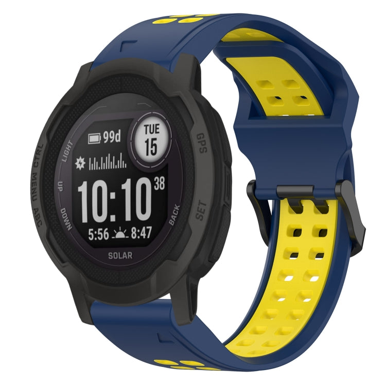 For Garmin Instinct 2S 20mm Two-Color Reverse Buckle Silicone Watch Band(Blue+Yellow) - Watch Bands by PMC TechLife | Online Shopping South Africa | PMC TechLife