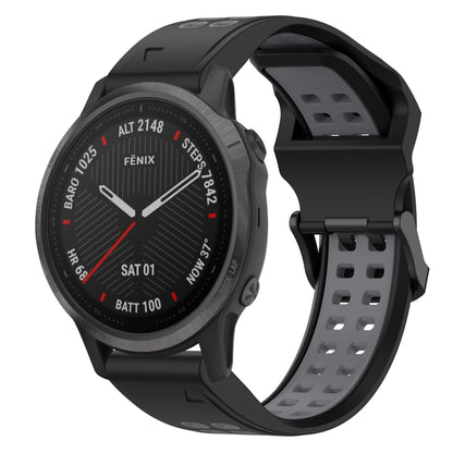 For Garmin Fenix 6S 20mm Two-Color Reverse Buckle Silicone Watch Band(Black+Grey) - Watch Bands by PMC Jewellery | Online Shopping South Africa | PMC Jewellery