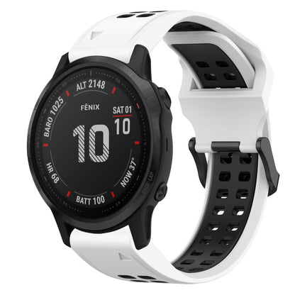 For Garmin Fenix 6S Pro 20mm Two-Color Reverse Buckle Silicone Watch Band(White+Black) - Watch Bands by PMC Jewellery | Online Shopping South Africa | PMC Jewellery